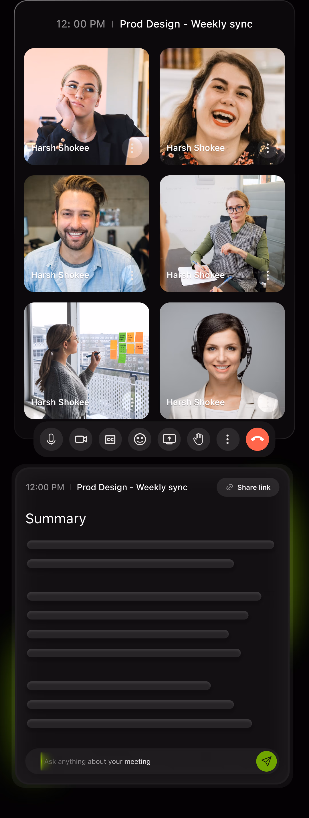 Meeting recording with AI summary